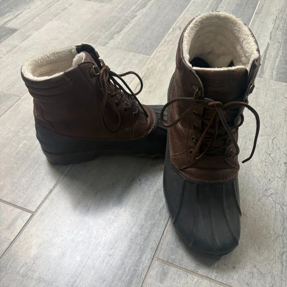 Sperry Waterproof Lined Leather Duck Boots Brown 9.5